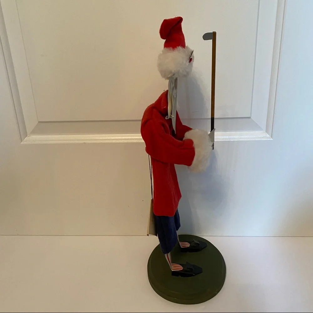 SHADOWDANCER 2008 AMERICAN FOLK ART GOLFING SANTA 18” TALL METAL HOLIDAY HOME